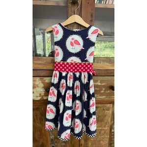 Handmade Girls Cotton Summer Bird Party Dress